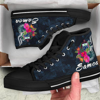 Samoa Polynesian High Top Shoes - Tropical Flowers - Polynesian Pride