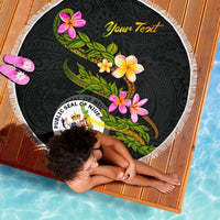 Niue Custom Personalised Beach Blanket - Plumeria Tribal - Polynesian Pride