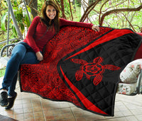 Hawaii Turtle Polynesian Red Premium Quilt - Circle Style - Polynesian Pride