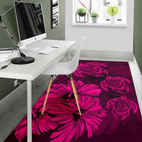 Hawaiian Map Hibiscus Flowers Vintage Polynesian Rug AH - Polynesian Pride