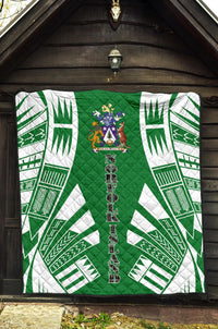 Norfolk Island Premium Quilt - Norfolk Island Coat Of Arms Polynesian White Tattoo (Green) - Polynesian Pride