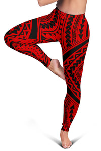 Polynesian Tradition Red Hawaii Women's Leggings AH - Polynesian Pride