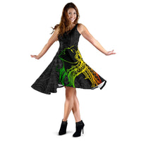 Hula Girl And Turtle Hibiscus Midi Dress - Polynesian Pride