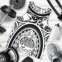 Polynesian Men's Tank Top - Guam Flag, Seal with Maui Moana Tattoo White - Polynesian Pride