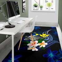 Polynesian Hawaii Area Rug - Turtle With Plumeria Flowers - Polynesian Pride