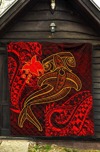 Papua New Guinea Premium Quilt - Red Shark Polynesian Tattoo - Polynesian Pride