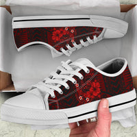 Polynesian Hawaii Low Top Shoe - Humpback Whale with Hibiscus (Red) - Polynesian Pride