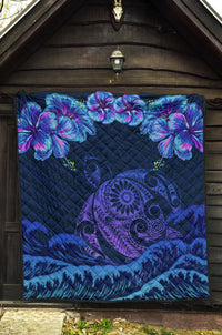 Hawaiian Turtle Hibiscus Polynesian - Premium Quilt - Lucy Style - Polynesian Pride