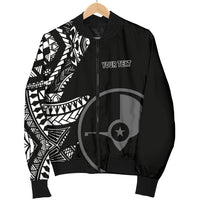 Yap Personalised Custom Men's Bomber Jacket - Micronesian Pattern Flash Black Black - Polynesian Pride