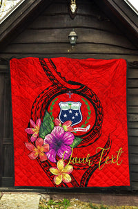 Samoa Polynesian Custom Personalised Premium Quilt - Floral With Seal Red - Polynesian Pride