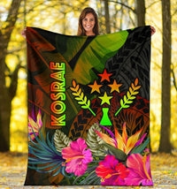 Kosrae Polynesian Premium Blanket - Hibiscus and Banana Leaves - Polynesian Pride
