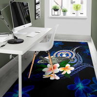 Northern Mariana Islands Polynesian Area Rug - Turtle With Plumeria Flowers - Polynesian Pride