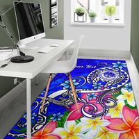 FSM Custom Personalised Area Rug - Turtle Plumeria (Blue) - Polynesian Pride