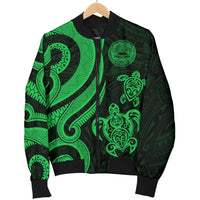 American Samoa Men's Bomber Jacket - Green Tentacle Turtle - Polynesian Pride