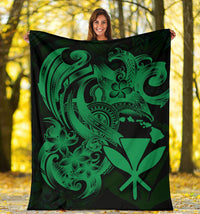 Polynesian Hawaii All Over Premium Blanket - Kanaka Maoli Green Turtle - Polynesian Pride