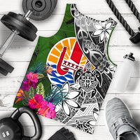 Tahiti Men Tank Top - Turtle Plumeria Banana Leaf Black - Polynesian Pride