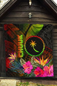 Chuuk Polynesian Premium Quilt - Hibiscus and Banana Leaves - Polynesian Pride