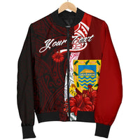 Tuvalu Polynesian Custom Personalised Men's Bomber Jacket - Coat Of Arm With Hibiscus - Polynesian Pride