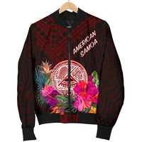 American Samoa Men's Bomber Jacket - Coat Of Arm With Polynesian Patterns - Polynesian Pride