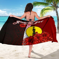 New Caledonia Polynesian Custom Personalised Sarong - Coat Of Arm With Hibiscus - Polynesian Pride