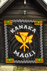 Kanaka Maoli Flag Polynesian Premium Quilt White - Love Style - Polynesian Pride