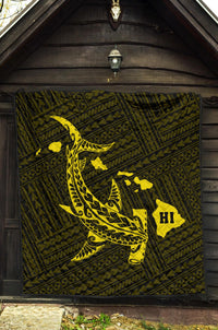 Hawaii Shark Yellow Polynesian Premium Quilt - Polynesian Pride