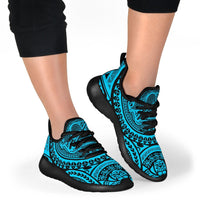 American Samoa Polynesian Tattoo Mesh Knit Sneakers Blue - Polynesian Pride