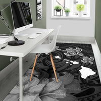 Hawaii Turtle Hibiscus Map Polynesian Area Rug AH - Polynesian Pride