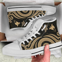 Papua New Guinea High Top Canvas Shoes - Gold Tentacle Turtle - Polynesian Pride