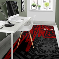 Samoa Personalised Area Rug - Samoa Seal With Polynesian Pattern In Heartbeat Style (Red) - Polynesian Pride