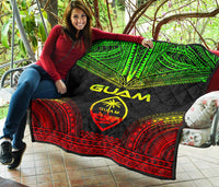 Guam Premium Quilt - Guam Coat Of Arms Polynesian Chief Reggae Version - Polynesian Pride