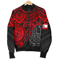Tahiti Polynesian Bomber Jacket (Men) - Red Turtle - Polynesian Pride