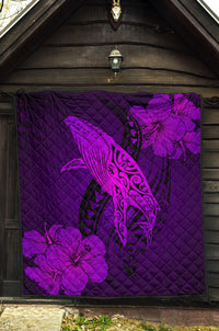 Hawaii Whale Swim Poly Purple Premium Quilt - Polynesian Pride