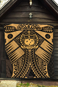 Samoa Polynesian Premium Quilt - Samoa Gold Seal with Polynesian Tattoo - Polynesian Pride