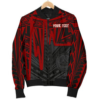 American Samoa Personalised Men's Bomber Jacket - Seal With Polynesian Pattern Heartbeat Style (Red) - Polynesian Pride