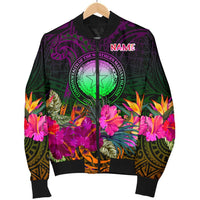 Northern Mariana Islands Polynesian Personalised Men's Bomber Jacket - Summer Hibiscus - Polynesian Pride