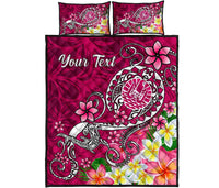 Tahiti Custom Personalised Quilt Bed Set - Turtle Plumeria (Pink) - Polynesian Pride