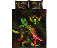 Kosrae Polynesian Quilt Bed Set - Turtle With Blooming Hibiscus Reggae - Polynesian Pride