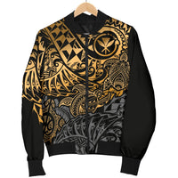Polynesian Hawaii (Kanaka Maoli) Men Bomber Jacket - Gold Hibiscus Turtle Flowing - Polynesian Pride