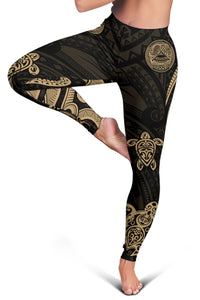 American Samoa Women's Legging - Gold Tentacle Turtle - Polynesian Pride