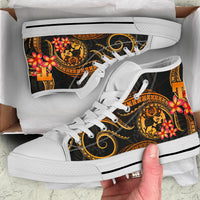 Tonga Polynesian High Top Shoes - Gold Plumeria - Polynesian Pride