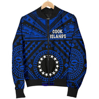 Cook Island Men's Bomber Jacket - Seal With Polynesian Tattoo Style ( Blue) - Polynesian Pride