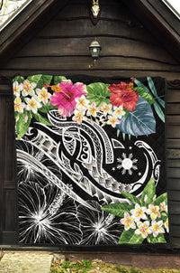 The Philippines Premium Quilt - Summer Plumeria (Black) - Polynesian Pride