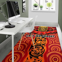 Anzac Lest We Forget Poppy Area Rug New Zealand Maori Silver Fern - Australia Aboriginal - Polynesian Pride