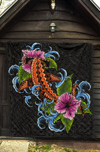 Hawaii Polynesian Premium Quilt - Cephalofoil Tattoo Hibiscus - Polynesian Pride