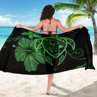 Hawaii Turtle Hibiscus Plumeria Poly Sarong - Green - Polynesian Pride