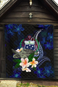 Samoa Polynesian Premium Quilt - Turtle With Plumeria Flowers - Polynesian Pride
