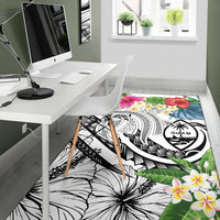 Guam Polynesian Area Rug - Summer Plumeria (White) - Polynesian Pride