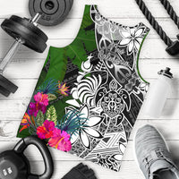 New Caledonia Men Tank Top - Turtle Plumeria Banana Leaf Crest Black - Polynesian Pride