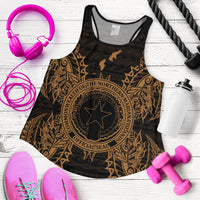 Northern Mariana Islands Polynesian Women Tank Top Map Gold - Polynesian Pride